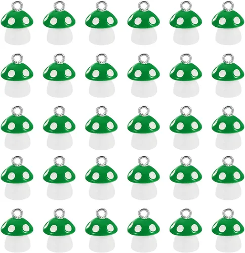 Vista 11 de PATIKIL 30 piezas de dije de hongo, mini dije de hongo, resina a granel, lindo para hacer joyas, pulseras, aretes, collares