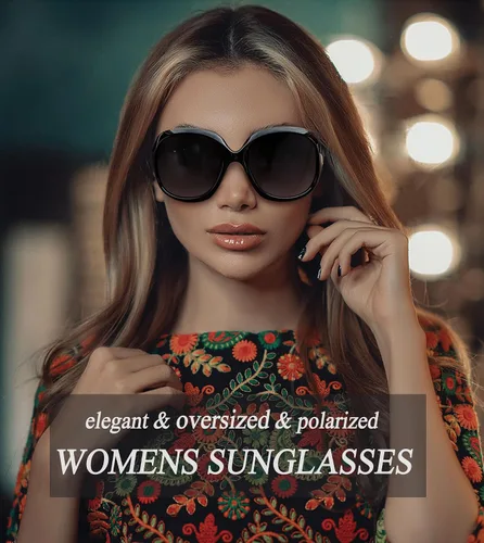 Vista 55 de Joopin Lentes de sol de gran tamaño para mujer, polarizados, grandes, para conducción, protección UV, grandes sombras
