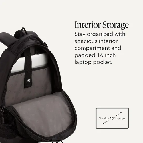Vista 5 de SwissGear - Mochila para laptop Cecil 5505, Negro