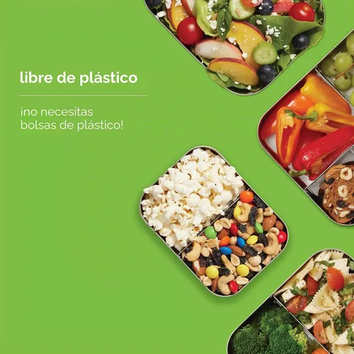 Vista 6 de LunchBots Caja Bento Empacadora de Snacks Pequeña - Contenedor de Snacks Extra Pequeño Dividido de Acero Inoxidable - 2 Compartimentos para Frutas