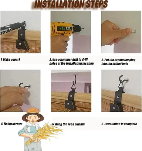 Vista 7 de Persianas enrollables de bambú, persianas retro de caña para uso en exteriores e interiores, 2555 pulgadas de ancho, marrón