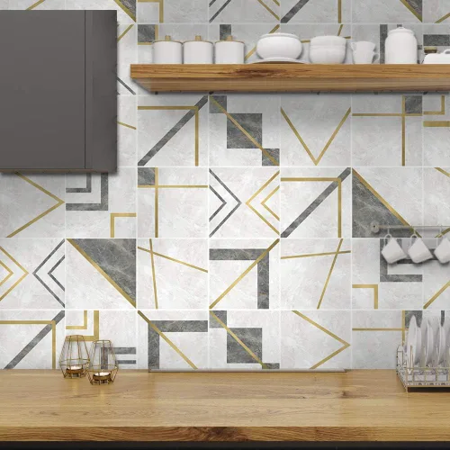 Vista 29 de Alwayspon 10 calcomanías de transferencia de azulejos de vinilo con efecto mármol, 6 x 6 pulgadas, calcomanías autoadhesivas para decoración de baño
