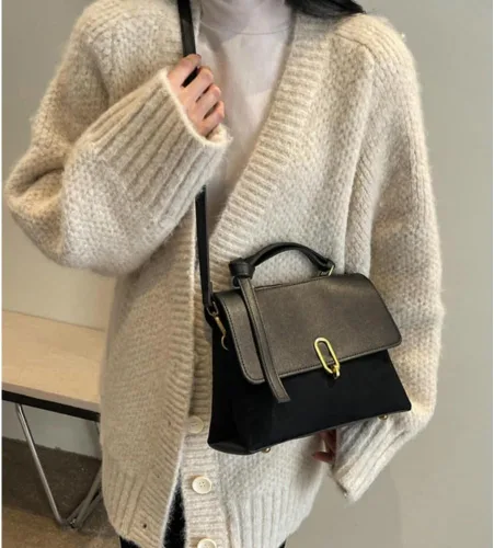Vista 5 de Bolso de hombro de cuero genuino vintage, bolso cruzado pequeño para mujer, bolso de trabajo para damas