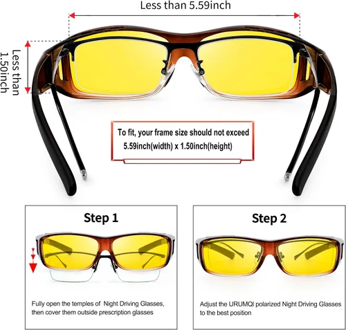 Vista 3 de URUMQI Lentes de conducción de visión nocturna para hombres y mujeres, lentes polarizados antirreflejos, lentes de noche HD amarillos