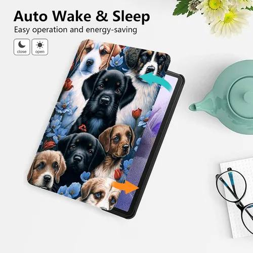 Vista 95 de Funda para tablet Fire 7 (12ª generación, versión 2022), delgada, a prueba de golpes, delgada, de piel sintética, con función de apagado/encendido