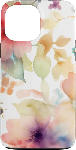 Vista 23 de iPhone 16 Lindo Pastel Floral Acuarela Rosa Azul Mujeres Patrón de Flores Caso