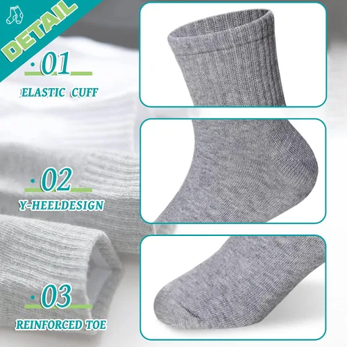 Vista 26 de Eyean Calcetines deportivos para niños y niñas, de algodón, uniformes escolares, casuales, básicos, 6 pares