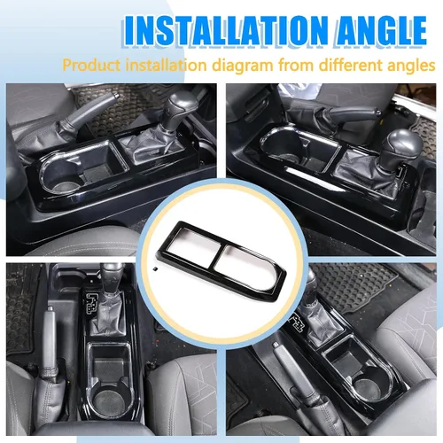 Vista 7 de Cubierta de marco de panel de engranajes de consola central compatible con Toyota Tacoma 2016-2023, panel de cambio de marchas de automóvil
