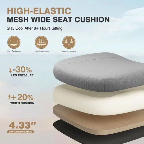 Vista 6 de Silla ergonómica de escritorio de oficina, silla de oficina de malla transpirable con soporte lumbar, sillas de escritorio para computadora, cómodas