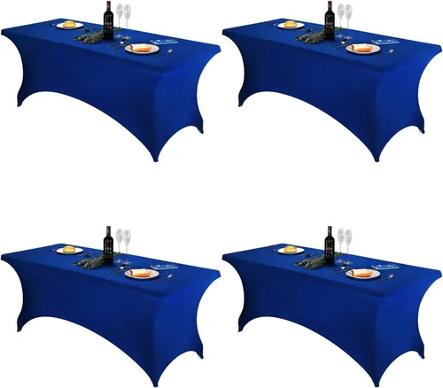 Vista 182 de FORLIFE - Funda de mesa de elastano, mantel ajustado de 4 pies para mesas rectangulares, funda elástica para patio, universal para bodas, banquetes
