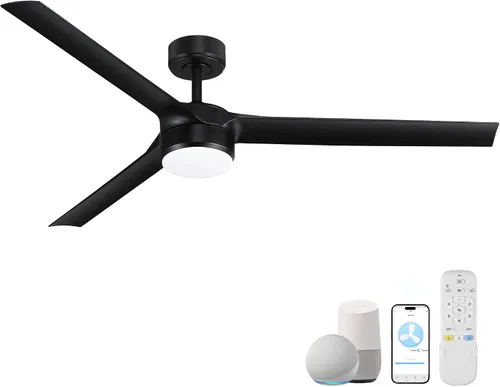 Vista 9 de cumilo Ventiladores de techo inteligentes de 52 pulgadas con luz y control remoto, luces LED regulables, motor de CC silencioso, control a través