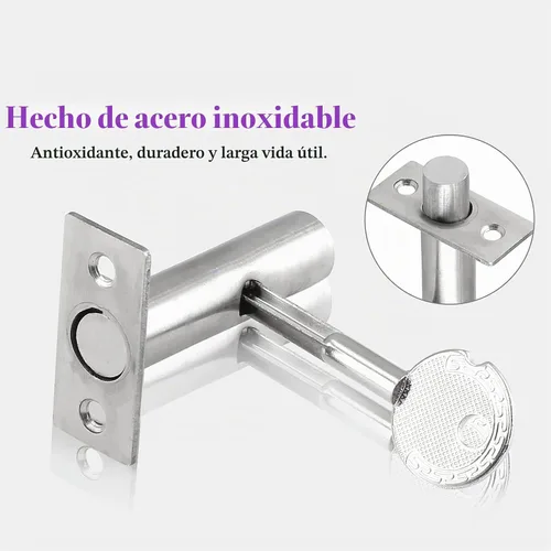 Vista 3 de Cerradura de mortaja de acero inoxidable con llave y tornillo para puerta de 3.14 pulgadas de longitud