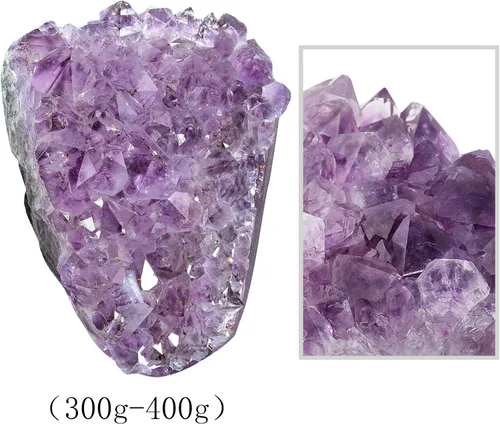 Vista 31 de SUNYIK - Racimo de amatista natural, piedra preciosa en bruto curativa con puntas de cristales, drusa de cuarzo, geoda de mineral, esfera