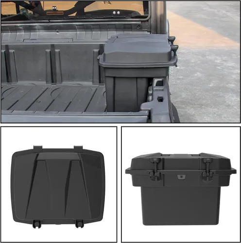 Vista 5 de SAUTVS Caja de almacenamiento de carga de doble capa de 20L para Can-Am Defender, caja de carga trasera extraíble para maletero de cama Can Am