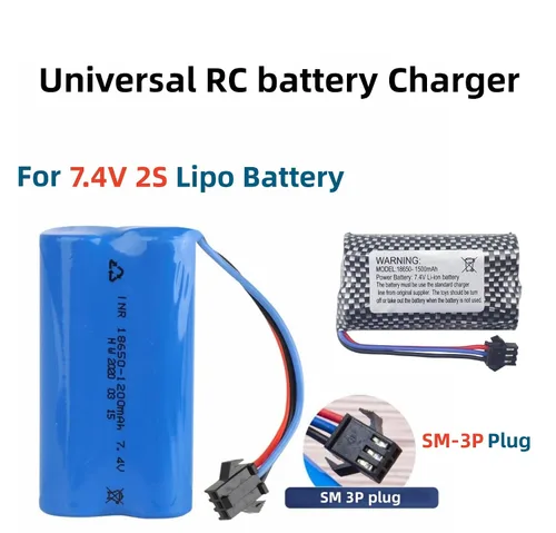 Vista 3 de Aliwisdom Cable universal de cargador de batería RC con enchufe SM-3 Pin para batería Lipo de 7.4V 2S, compatible con RC