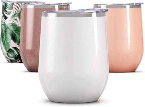Vista 26 de Vaso de vino Maars Bev sin soporte de con paredes dobles aislantes al vacío de acero inoxidable de 12 onzas, Fucsia