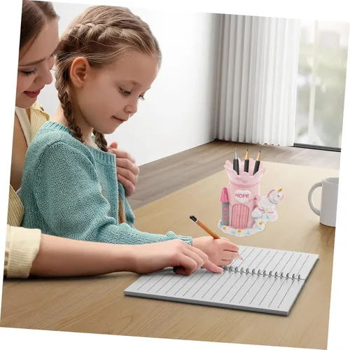 Vista 5 de Ciieeo Lindo soporte para bolígrafos para escritorio, organizador de resina, caja de almacenamiento elegante decoración de escritorio para niños