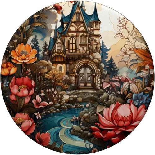 Vista 3 de Nature's Castle: Encantador río y jardín floral PopSockets intercambiables PopGrip