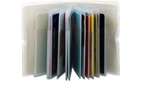 Vista 6 de Soporte para tarjetas de crédito para mujeres, soporte para cupones de tarjetas de fidelidad y organizador con 32 ranuras para tarjetas, Oro rosa