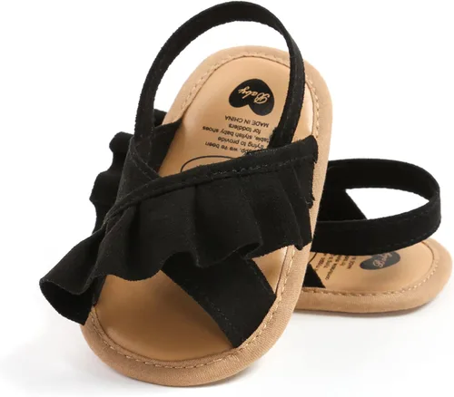 Vista 4 de RVROVIC Sandalias de primera calidad para bebés, niños y niñas, suela de goma antideslizante suave, zapatos de verano al aire libre para niños