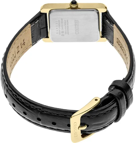 Vista 3 de SEIKO Essentials Watch for Women - Essentials - Water Resistant with Stainless Steel Rectangular Case and Leather Strap