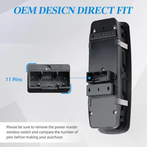 Vista 6 de Interruptor de control de ventana eléctrica Lado del conductor delantero 11 pines Compatible con Dodge Durango 2011-2013, Jeep Grand Cherokee