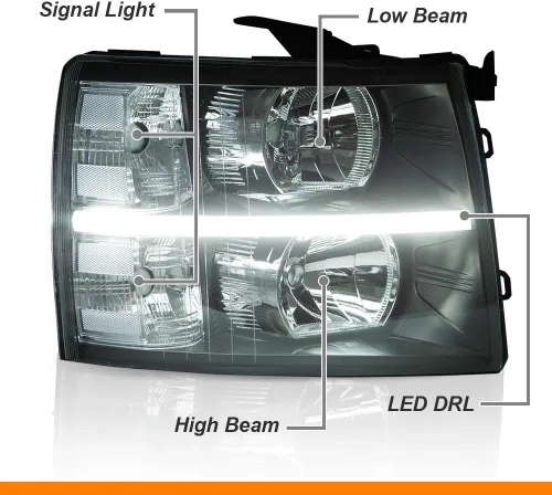 Vista 2 de G-PLUS Faros delanteros LED DRL, compatible con Chevy Silverado 2500 3500 2007-2014 y modelos HD/compatible con Chevy Silverado 1500 2007-2013