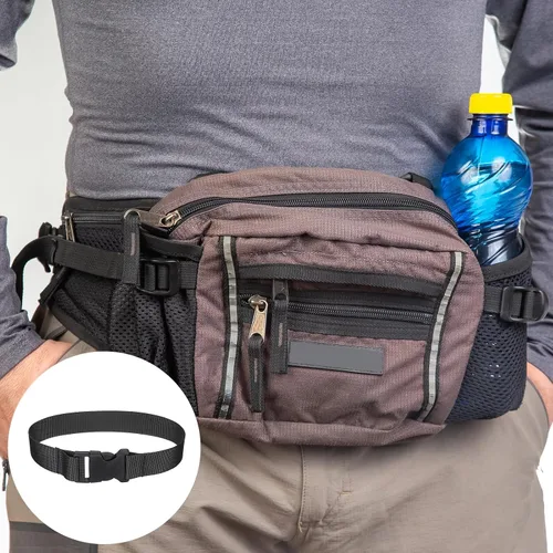 Vista 6 de MECCANIXITY Correa extensora de riñonera, correa de extensión para riñonera, bolsa de cintura, bolsa y mochila., Negro, Correa