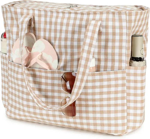Vista 17 de Bluboon Bolsas de playa para mujer, bolsa grande impermeable con compartimento húmedo para piscina, fin de semana, viajes, gimnasio B Leopard