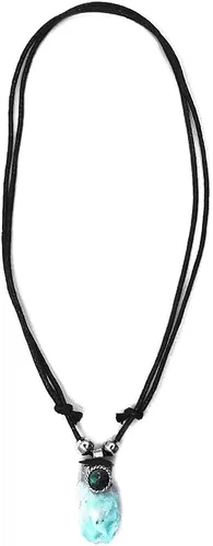 Vista 2 de Mia Jewel Shop Collar ajustable de crisocola de metal plateado con piedras preciosas curativas crudas naturales, joyería hecha a mano para mujer