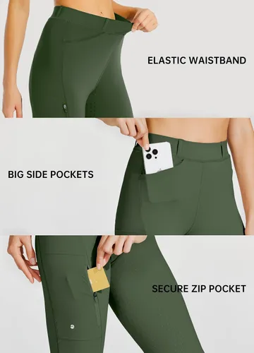 Vista 3 de Willit Pantalones de equitación para mujer con asiento completo, pantalones de silicona con bolsillo con cremallera