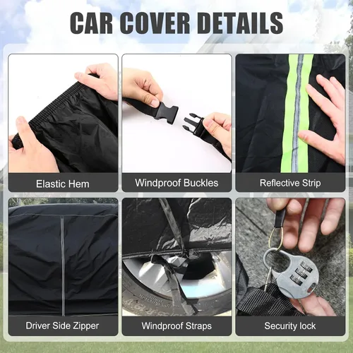 Vista 5 de Cubierta impermeable para auto compatible con Chevrolet Silverado/GMC Sierra 1500/2500/3500 Crew Cab de 6.6 pies de largo 2014-2025, cubierta