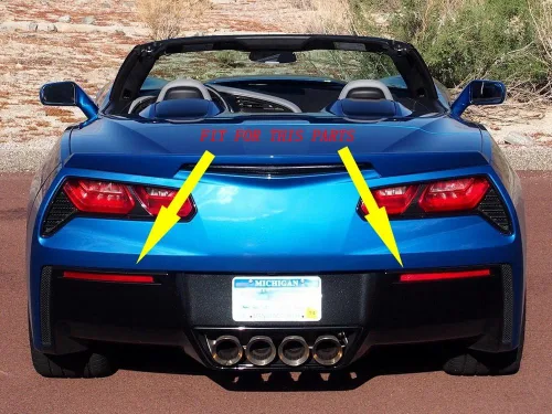 Vista 5 de Fibra de carbono aspecto parachoques trasero niebla cubierta accesorios para 2014 2015 2016 2017 2018 2019 Chevrolet Corvette C7