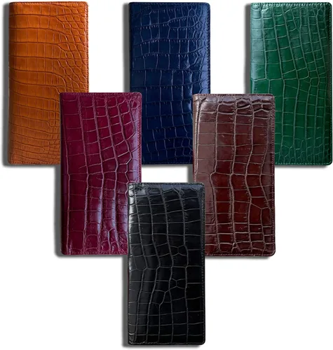 Vista 8 de Cartera hecha a mano de cocodrilo cocodrilo para el vientre de cuero Cartera de cuero genuino con bloqueo RFID hecha por artesanos vietnamitas