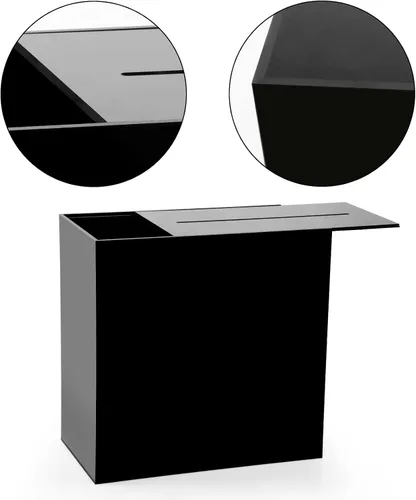 Vista 9 de Fowecelt Caja de Tarjetas de Boda de Acrílico Negro, Caja de Tarjetas DIY Grande en Blanco Sin Imprimir para Recepción de Boda, Fiesta