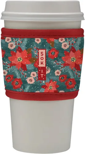 Vista 190 de Sok It HotSok Coffee & Tea - Funda de neopreno con aislamiento reutilizable (floral abstracto)