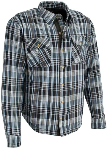 Vista 10 de Milwaukee Leather Camisa de montar de franela blindada a cuadros para hombre con refuerzo de fibra de aramida y armadura extraíble CE - S