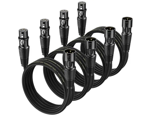 Vista 12 de XLR Cables 3 pies 4 paquetes – Cable de micrófono macho a hembra con 3 pines equilibrados XLR cables de altavoz XLR cable de micrófono