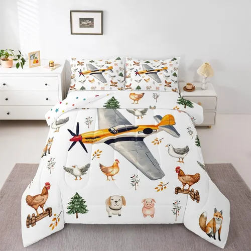 Vista 20 de Farm Aninmal - Juego de ropa de cama para niños, divertido juego de edredón de animales de granja para adolescentes y niñas, juegos de edredón