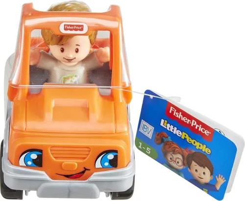 Vista 6 de Fisher-Price Little People - Juguete para niños pequeños, ayuda a un amigo a recoger camión, vehículo naranja y figura para jugar a partir de 1 años