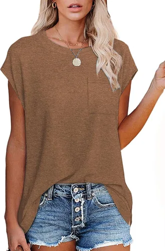 Vista 17 de CNFUFEN Camisetas de manga corta/larga para mujer, a la moda, casual, de verano, ligeras, sólidas, de moda