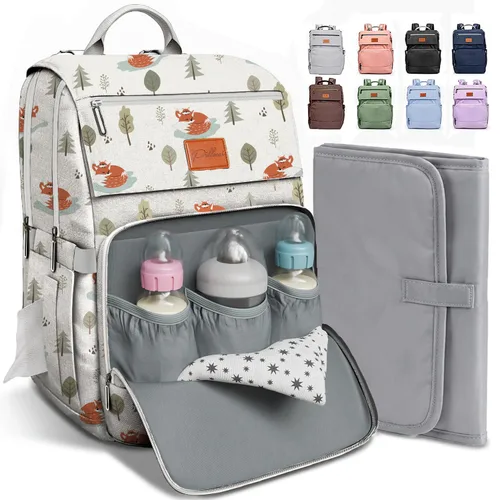 Vista 24 de PILLANI - Mochila grande para llevar pañales de bebé, para viajar, cambiador incluido, producto esencial para recién nacidos, artículos para mamá