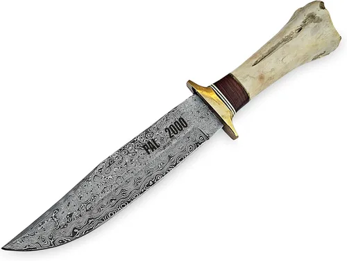 Vista 5 de PAL 2000 KNIVES Acero de Damasco hecho a mano personalizado 16 pulgadas cuchillo de caza con funda 7001