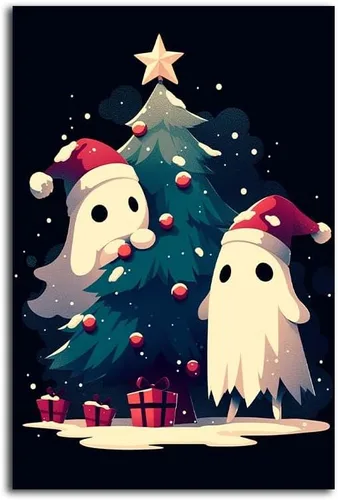 Vista 19 de NTEUMM Póster de lienzo con diseño de reno y abrazo de Papá Noel, arte de pared de Papá Noel, fotos de Navidad, regalo de Navidad, decoración
