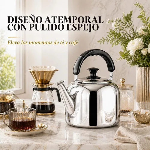 Vista 8 de Tetera Silbante para Estufa, de Grado Alimentario de Acero Inoxidable 316, Hervidor de Agua Rápido, Tetera de Cocina con Mango Ergonómico, Capacidad