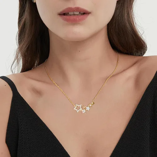 Vista 3 de Star Gold Necklaces for Women Trendy Dainty Gold Pendant Necklace CZ Diamond Necklace 14K Gold Plated Necklaces Adjustable Women Chain Necklaces for