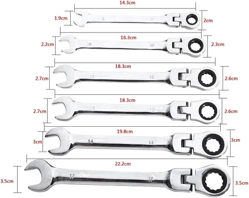Vista 9 de Raguso Llave combinada de trinquete, herramienta de reparación de mano, llave de vaso IS llave de trinquete Juego de llaves de trinquete