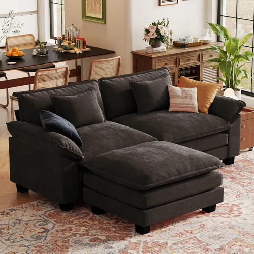Vista 116 de CDCASA Silla de acento de gran tamaño de 50'' con otomana Asiento extra ancho y profundo estilo sofá nube para sala de estar, dormitorio, rincón