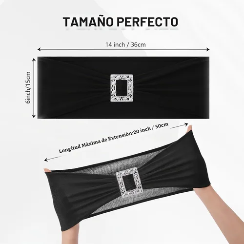 Vista 2 de Joccun 30 PCS Bandas de Spandex para Sillas con Lazos, Banda Elástica de Cubierta de Silla con Hebilla Deslizante, Lazos Elásticos Universales