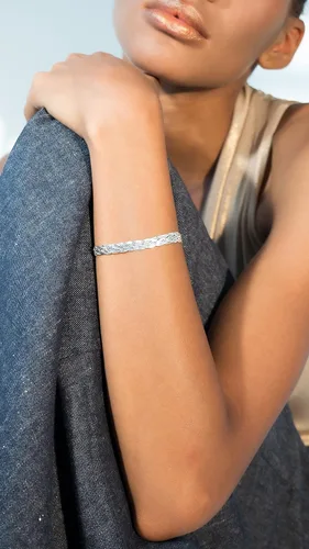 Vista 2 de Miabella 925 Sterling Silver Italian 6-Strand Diamond-Cut 7mm Braided Herringbone Chain Bracelet for Women Teen Girls, 925 Italy